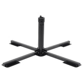 Glossy black foldable steel parasol base with cross legs for 1.5/1.9-inch poles.