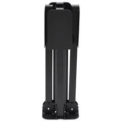 Glossy black foldable steel parasol base for 1.5 and 1.9 inch poles with tightening knob.