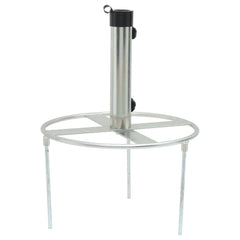 Silver steel parasol base with ground spikes for stability, adjustable for 1.5" to 1.9" poles.