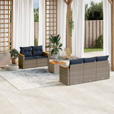 6 Piece Garden Sofa Set with Cushions Grey Poly Rattan