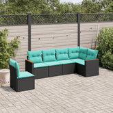 Patio Sofa Set Black PE Rattan Large UV-resistant materials