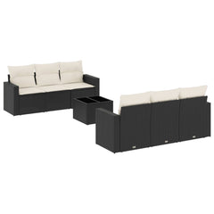 Garden Sofa Set Set of 7 Black, Cream White