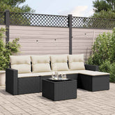 Garden Sofa Set Black PE Rattan 6 Piece Set Removable Covers