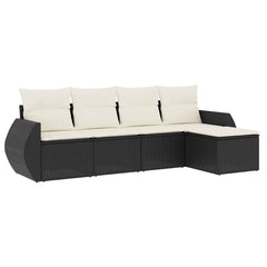Garden Sofa Set Black PE Rattan Adjustable Feet Garden Sofa Set