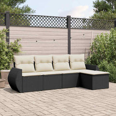 Garden Sofa Set Black PE Rattan Adjustable Feet Garden Sofa Set