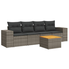 Garden Sofa Set Grey PE rattan 5-Piece Modular Garden Sofa Set