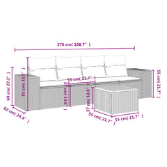 Garden Sofa Set Grey PE rattan 5-Piece Modular Garden Sofa Set