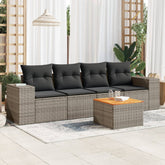 Garden Sofa Set Grey PE rattan 5-Piece Modular Garden Sofa Set