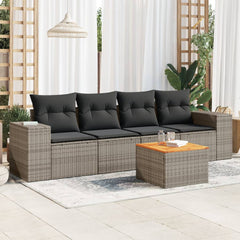 Garden Sofa Set Grey PE rattan 5-Piece Modular Garden Sofa Set