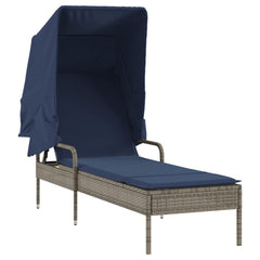 Patio Sun Lounger Grey PE Rattan Standard Adjustable Armrests