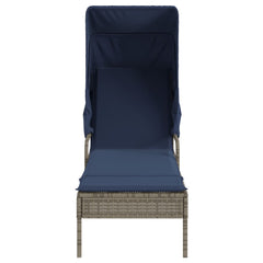 Patio Sun Lounger Grey PE Rattan Standard Adjustable Armrests