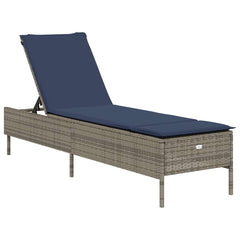 Patio Sun Lounger Gray PE rattan Standard Adjustable Armrests