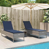 Patio Sun Lounger Gray PE rattan Standard Adjustable Armrests