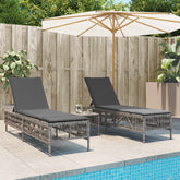 Sun Lounger Grey PE rattan Standard Adjustable Armrests Lounger