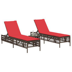 Patio Sun Lounger Brown PE rattan Standard