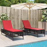 Patio Sun Lounger Brown PE rattan Standard