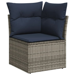 7 Piece Garden Sofa Set with Cushions Grey Poly Rattan