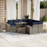 9 Piece Garden Sofa Set with Cushions Grey Poly Rattan