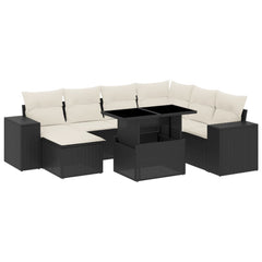 Garden Sofa Set Black and Cream White