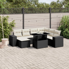 Garden Sofa Set Black and Cream White