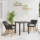 Garden Dining Set with Cushion 3 pcs Black Poly Rattan