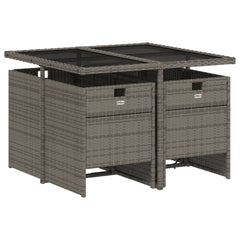 Patio Dining Set Set of 4 Gray PE rattan 5 Piece Set Foldable