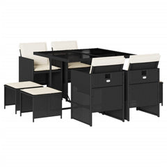 Garden Dining Set Black and Cream