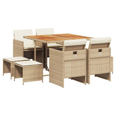 Garden Dining Set Beige, Brown, Cream