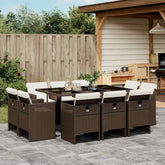 Patio Dining Set Set of 10 Brown and black