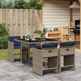 Patio Dining Set Set of 4 Gray PE Rattan 5 Piece Set Foldable