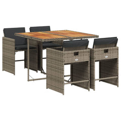 Patio Dining Set Set of 4 Gray, Brown, Dark Gray Cushion