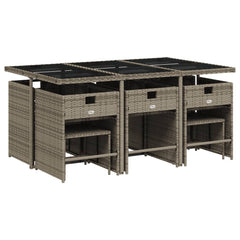 Patio Dining Set Set of 10 Gray, Navy Blue