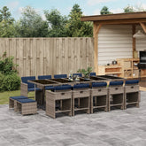 Patio Dining Set Set of 14 Gray, Navy Blue