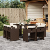 Patio Dining Set Set of 8 Brown, cream white, black