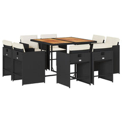 Patio Dining Set Set of 8 Black and brown