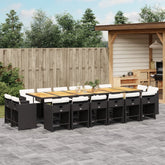 Patio Dining Set Set of 16 Black