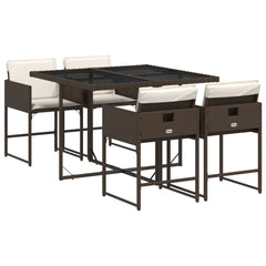 Garden Dining Set Brown, Black, Cream White