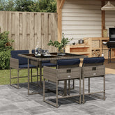 Patio Dining Set Set of 4 Gray, Navy Blue