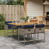 Garden Dining Set Grey, Brown, Navy Blue