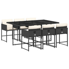 Garden Dining Set Black, Cream White