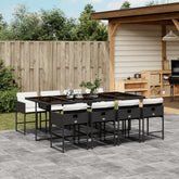 Garden Dining Set Black and Cream White