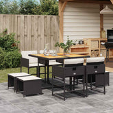 Garden Dining Set Black Poly Rattan 8-seater Foldable
