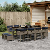 Patio Dining Set Set of 12 Grey, Navy blue
