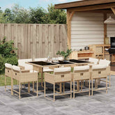 Patio Dining Set Set of 10 Beige, Cream White