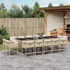 Patio Dining Set Set of 14 Beige