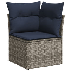 8 Piece Garden Sofa Set with Cushions Grey Poly Rattan