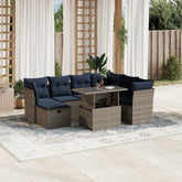 8 Piece Garden Sofa Set with Cushions Grey Poly Rattan