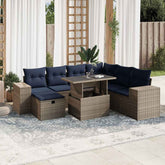 8 Piece Garden Sofa Set with Cushions Grey Poly Rattan