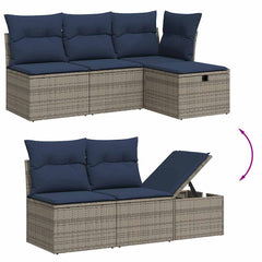 6 Piece Patio Sofa Set with Cushions Gray Poly Rattan
