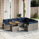 10 Piece Patio Sofa Set with Cushions Gray Poly Rattan